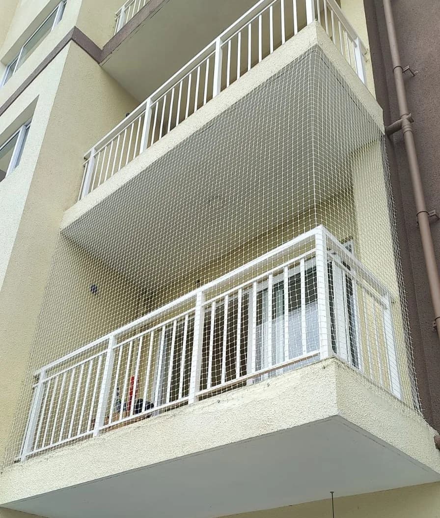 Apartment balcony child safety barrier installation by Shrishti Enterprises