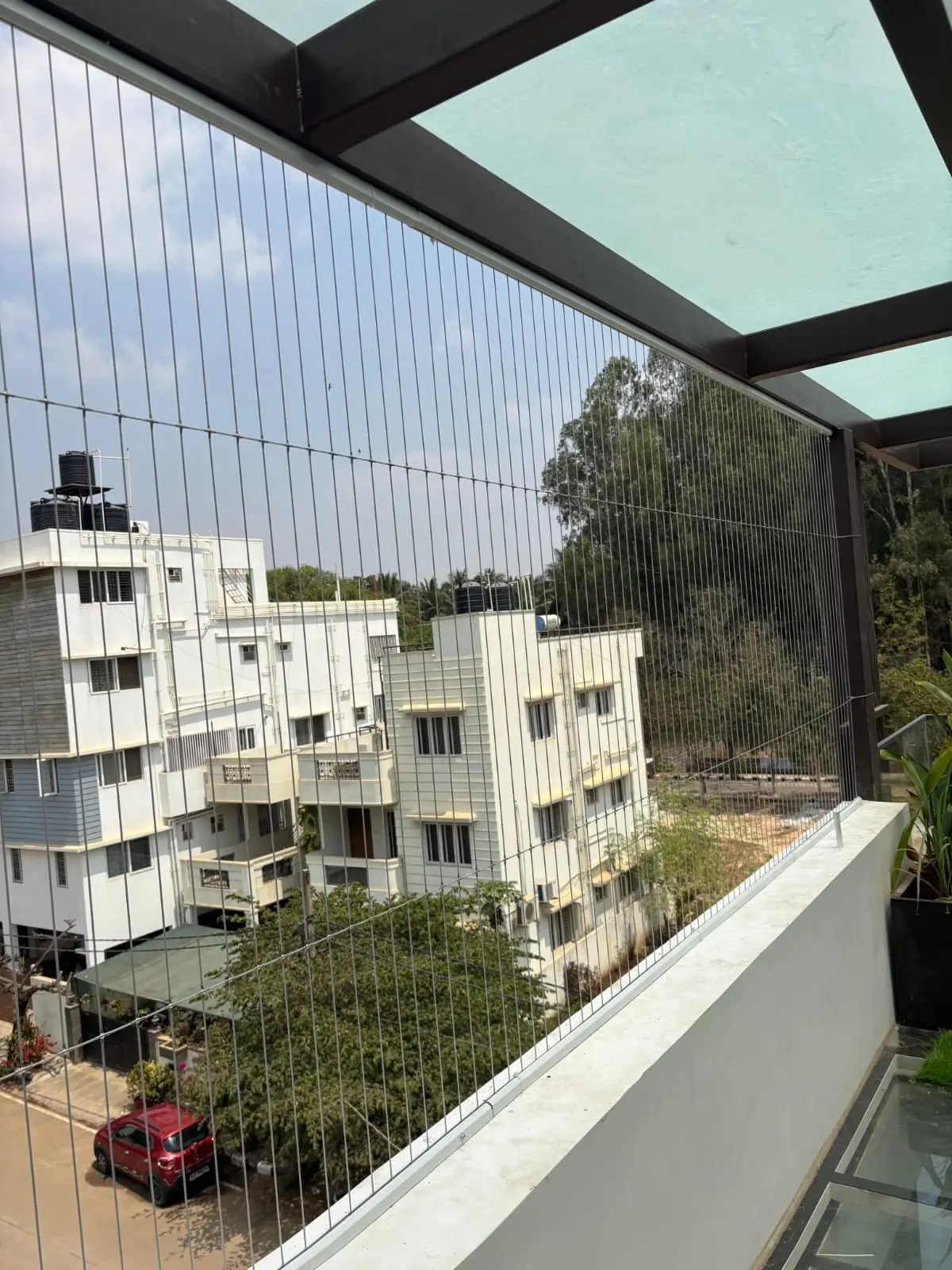 Architectural stainless steel balcony safety grill system
