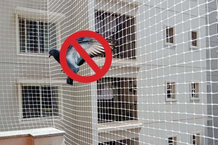 Pigeon safety net installation on residential building in Bangalore